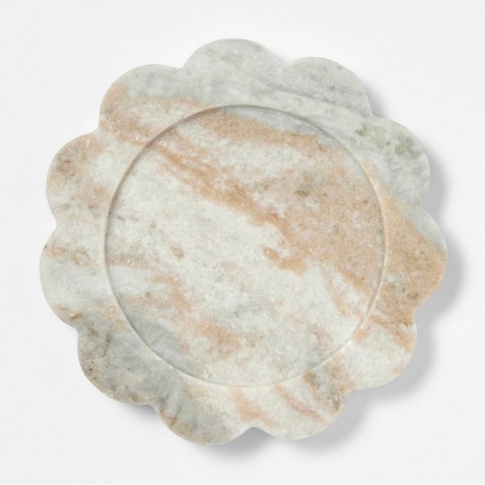 Studio McGee Marble Candle Tray Gray Flower Shaped Scallop - Threshold Target